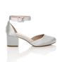 Silver AJVANI Silver Mid Block Heel Ankle Strap 2 Part Heels, Image 2 of 6