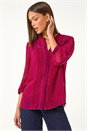 Wine Dobby Lace Front Pleated Blouse, Image 1 of 5