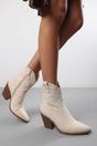 Beige Seraphina Cowboy Ankle Boots Block Heel, Image 5 of 5
