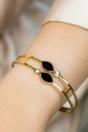 Gold Two Black Leaf Zircon Gold Lightweight Minimalist Stacking Bangle, Image 2 of 2