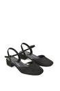Black XY LONDON Black 'Hilary' Low Block Heel Court Shoes With Ankle Strap, Image 5 of 5