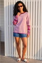 Lilac Contrast Stripe Detail Knit Jumper, Image 2 of 4