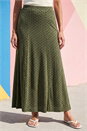 Khaki Polka Dot Midi Skirt, Image 1 of 4