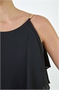 Black Dipped Hem Ruffle Detail Midi Dress, Image 5 of 5