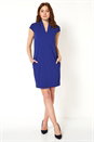 Royal Blue V Neck Cocoon Dress, Image 2 of 5