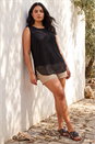 Black Curve Chiffon Hem Stretch Vest Top , Image 2 of 4