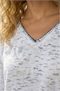 Blue Contrast Stitch V-Neck Top, Image 4 of 4