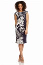 Navy  Leaf Print Border Jersey Stretch Dress, Image 2 of 4