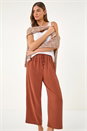 Rust Cropped Linen Blend Trouser, Image 1 of 5