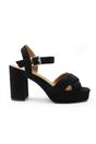 Black Where's That From Black 'Marcia' Statement Platform Strappy Block High Heels, Image 1 of 1