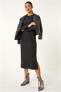 Black Textured A-Line Knitted Jumper Dress, Image 1 of 5