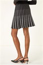 Black Geometric Knit Mini Skater Skirt, Image 4 of 5