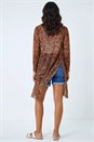Tan Metallic Animal Print Plisse Kimono, Image 3 of 5