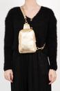 Gold Metallic Leather Crossbody Sling Bag, Image 3 of 3