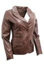 Brown Womens 2 Button Leather Blazer Jacket, Image 2 of 3