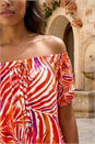 Red Leaf Print Bardot Stretch Top, Image 4 of 4