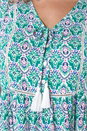 Green Curve Tie Front V-Neck Boho Printed Top, Image 5 of 5