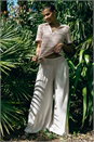 Stone Relaxed Wide Leg Trouser, Image 6 of 7