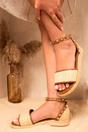 Tan iKrush Tan Hazel Studs Decorated Platform Strappy Sandals, Image 1 of 8