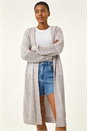 Grey Soft Chenille Hooded Cardigan, Image 2 of 5