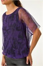Indigo Floral Plisse Bubble Hem Top, Image 5 of 5