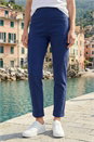Navy  Turn Up Stretch Cargo Trousers, Image 2 of 4