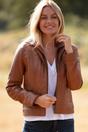 Tan 'Malmo' Two-In-One Detachable Hood Leather Jacket, Image 1 of 6