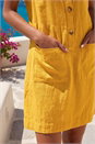 Yellow Buttoned Mini Shirt Dress, Image 4 of 4