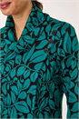 Teal Leaf Print Cowl Neck Top, Image 5 of 5