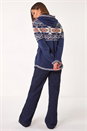Navy  Jacquard Zip Through Knit Cardigan, Image 3 of 7