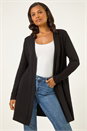 Black Longline Knit Cardigan, Image 1 of 5