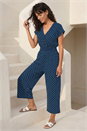 Navy Metallic Foil Print Stretch Jumpsuit, Image 1 of 4