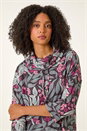 PINK Floral Printed Roll Neck Top, Image 2 of 5