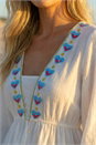 Ivory  Dusk Embroidered V-Neck Blouse, Image 4 of 4
