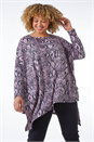 PINK Curve Snake Print Hanky Hem Tunic Top, Image 2 of 5