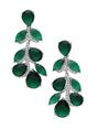 Dark Green Leaf Cluster Statement Drop Earrings, Image 1 of 3