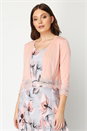 Peach Lace Trim Cropped Shrug, Image 4 of 5