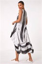 White Abstract Print Bubble Midi Dress, Image 3 of 5