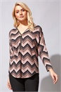 Pink Zip Detail Zig Zag Top, Image 1 of 4