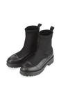 Black 'Kerry' Sock Ankle Boots Flat Biker Booties, Image 3 of 5