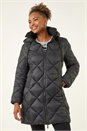 Black Diamond Quilt Padded Coat, Image 1 of 6
