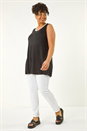 Black Curve Daisy Trim Vest Top, Image 2 of 5