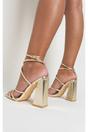 Gold Michaela Strappy Ankle Block Heeled Sandals, Image 2 of 3