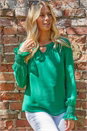 Jade Chiffon Overlay Keyhole Top, Image 1 of 4