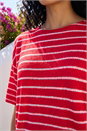 Red Stripe Print Snit Jersey Top, Image 4 of 4