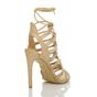 Natural Lace Up Strappy High Heeled Sandals, Image 4 of 6