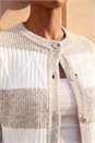 Beige Stripe Buttoned Knit Cardigan, Image 4 of 4