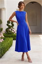 Royal Blue Fit & Flare Midi Dress, Image 3 of 4