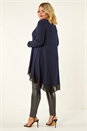 Blue Curve Glitter Chiffon Hem Tunic Top, Image 3 of 5