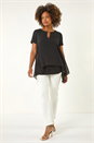 Black Ring Front Chiffon Overlay Top, Image 2 of 5